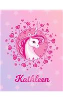 Kathleen: Unicorn Sheet Music Note Manuscript Notebook Paper - Magical Horse Personalized Letter K Initial Custom First Name Cover - Musician Composer Instrum