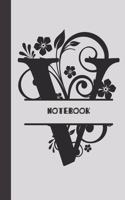 V Notebook letter: small lined initial monogram alphabet letter Notebook / Travel Journal to write in (6'' x 9'') 120 pages