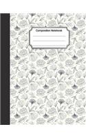 Composition Notebook: Black cute floral drawing pattern: College Ruled School Notebooks, Composition Notebook, Subject Daily Journal Notebook: 120 Lined Pages (Large, 8.5