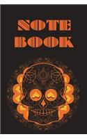 Notebook: Sugar Skull - Day of the Dead - Composition Book . Cornell Notes - Orange Hearts Sugar Skull