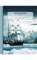 Composition Notebook: Large Journal - Ruled Lined Paper, Writing and Journaling Book - Seascape with Sailboat