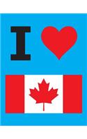 I Love Canada - 100 Page Blank Notebook - Unlined White Paper, Cyan Cover