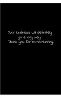Your kindness will definitely go a long way. Thank you for remembering.