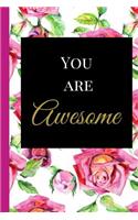 You are Awesome: A Best Rose Pink Sarcasm Funny Quotes Satire Slang Joke College Ruled Lined Motivational, Inspirational Card Book Cute Diary Notebook Journal Gift f