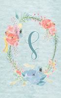 Notebook 6"x9" - Initial S - Light Blue and Pink Floral Design: College ruled notebook with initials/monogram - alphabet series.(19 Initial/Letter S - Light Blue and Pink Floral Design Notebook 6"x9")