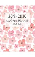 2019 - 2020 Academic Planner July to June: Cherry Blossom Floral Motif for Academic Year of July 2019 to June 2020 - Includes Holidays