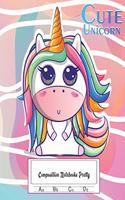 Composition Notebooks Pretty: 50 Sheets Dotted Midline Exercise Book - 100 Story Pages - Cute Unicorn Notebooks