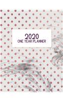 2020 One Year Planner: Jan 2020-Dec 2020, 1 Year Planner, pink polka dot marble digital paper cover, featuring 2020 Overview, daily, weekly, monthly view, areas for: to do
