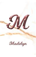 Madelyn: Sketchbook - Blank Imaginative Sketch Book Paper - Letter M Rose Gold White Marble Pink Effect Cover - Teach & Practice Drawing for Experienced & As