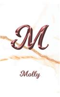 Molly: Sketchbook - Blank Imaginative Sketch Book Paper - Letter M Rose Gold White Marble Pink Effect Cover - Teach & Practice Drawing for Experienced & As