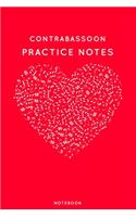 Contrabassoon Practice Notes: Red Heart Shaped Musical Notes Dancing Notebook for Serious Dance Lovers - 6"x9" 100 Pages Journal(118 Instrument Book)
