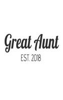 Great Aunt Est. 2018: New Great Aunt Announcement Gift Notebook