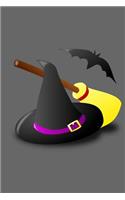 Witches Hat, Broomstick and Bat: 150 page 6"x9" college ruled journal, composition book or diary for your favorite holiday