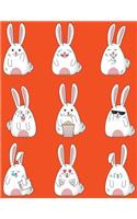 Emoji Notebook Lined Composition Journal For School Kids, Students And Teachers: 120 Page Ruled School Composition Notebook Journal With Funny Rabbit Emojis For Kids or Adults - 8.5 by 11 inches(37 Kool Kidz)