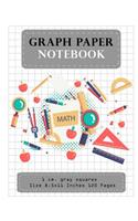 Graph Paper Notebook 1 CM. Gray Squares Size 8.5x11 Inches 120 Pages