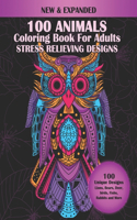 100 Animals Coloring Book For Adults Stress Relieving Designs