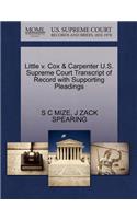 Little V. Cox & Carpenter U.S. Supreme Court Transcript of Record with Supporting Pleadings