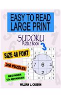 Easy To Read Large Print Sudoku: Volume 3