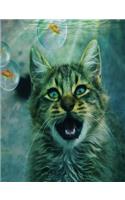 Cat & Bubble Fish Composition Notebook, 4x4 Quad Rule Graph Paper