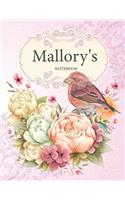 Mallory's Notebook: Premium Personalized Ruled Notebooks Journals for Women and Teen Girls