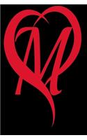 Monogram Initial Letter M Adorable Heart Red and Black: : In My Heart letter initial Personalized Name Letter M, Cute funny gift for Girlfriend Boyfriend Women Wife Husband Teens Students Girls for Home S