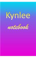 Kynlee: Blank Notebook - Wide Ruled Lined Paper Notepad - Writing Pad Practice Journal - Custom Personalized First Name Initial K Blue Purple Gold - Taking 