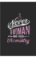 Never Underestimate A Woman Who Teach Chemistry: Graph Paper Notebook (6" x 9" - 120 pages) Teachers Notebook for Daily Journal, Diary, and Gift