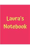 Laura's Notebook: Pink Cover, College Ruled, 100 Sheets, 8.5" x 11" (Letter Size), White Paper(28 Women's Custom Names)
