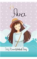 Ava Daily Planner Notebook Diary: Journal Notebook 6x 9 inches has 92 ruled pages, calendar 2020 and is personalised to the child name. Perfect for Diary, Planners, Notes, for Girls,