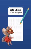 Dots & Boxes A Classic Strategy Game: Large and Small Playing Squares, Big Book Dot to Dot Grid, Game of Dots, Boxes, Dot and Line, Pigs in a Pen, Blank Pages, Fairy on Blue Gradient