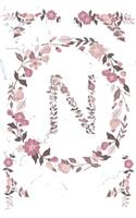 N Monogram Journal: Personalized Initial N, Motivational Heading Prompt - Lined Floral Notebook - Journal - Diary for Reflection