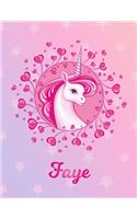 Faye: Unicorn Large Blank Primary Handwriting Learn to Write Practice Paper for Girls - Pink Purple Magical Horse Personalized Letter F Initial Custom Fir