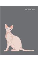 Notebook: Sphynx on grey cover and Lined pages, Extra large (8.5 x 11) inches, 110 pages, White paper(5 Sphynx on Grey Notebook)