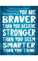 Inspirational Journal to Write In - Always Remember You Are Braver: Than You Believe - Stronger Than You Seem - Smarter Than You Think Journal With Inspirational Quotes - Notebook (8.5 x 11)(1 Motivational Journals for Women)
