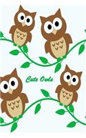 Cute Owls: 120 Page Softcover, Has Both Lined Pages with Various Owl Pictures and Partial Blank Pages with Owl Border, College Rule Composition (6
