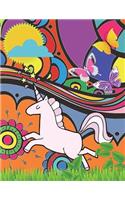 Unicorn and Flowers: Bright, Colorful, Fun, Blank Combo Combination Notebook/Journal Hybrid. Use This Fun Journal for School Work, or as a Private Journal, Diary, or Dre