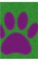 Purple Dog Paw Print on Green Background