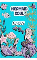 Mermaid Soul Ashley: Wide Ruled Composition Book Diary Lined Journal