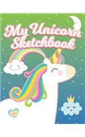 My Unicorn Sketchbook: Blank Unlined Doodle Book V29