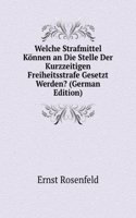 Welche Strafmittel Konnen an Die Stelle Der Kurzzeitigen Freiheitsstrafe Gesetzt Werden? (German Edition)