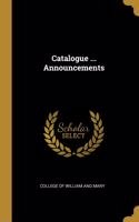 Catalogue ... Announcements