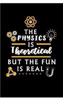 The Physics is theoretical but the fun is real: 6x9 checkered notebook, 120 Pages, Composition Book and Journal, funny gift for physicists, physics nerds and science lovers