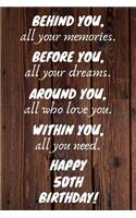 Behind You All Your Memories Before You All Your Dreams Happy 50th Birthday