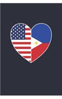 Philippines Fourth of July Gift - American Philippine Flag Notebook - USA Philippines Journal