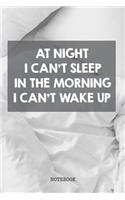 At Night I Can't Sleep In The Morning I Can't Wake Up: Hate Mornings Funny Sleep And Insomnia Planner / Organizer / Lined Notebook (6 x 9)