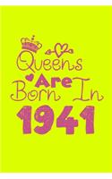 Queens Are Born In 1941 Notebook: Lined Notebook/Journal Gift 120 Pages, 6x9 Soft Cover, Matte Finish, Yellow Cover