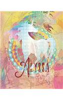 Alyssa: Colorful Rainbow Unicorn - 100 Pages 8"X10" Girl's Composition Wide Ruled Notebook