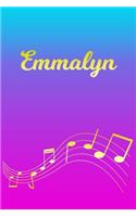 Emmalyn: Sheet Music Note Manuscript Notebook Paper - Pink Blue Gold Personalized Letter E Initial Custom First Name Cover - Musician Composer Instrument Com