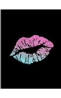 Kiss Mark Lips: Feminine Lipstick Friendly Kisses Love And Romance Lined Notebook - 120 Pages 8.5x11 Composition