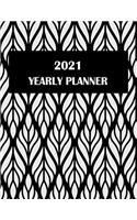 2021 Yearly Planner: Flower Black & White, Yearly Calendar Book 2021, Weekly/Monthly/Yearly Calendar Journal, Large 8.5" x 11" 365 Daily journal Planner, 12 Months Calen